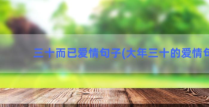 三十而已爱情句子(大年三十的爱情句子)