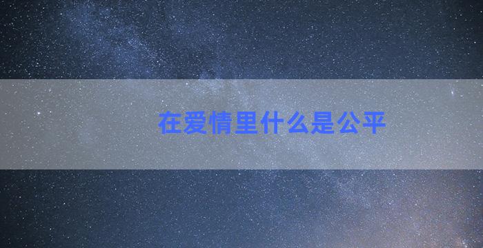 在爱情里什么是公平