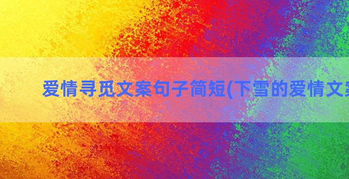 爱情寻觅文案句子简短(下雪的爱情文案句子)