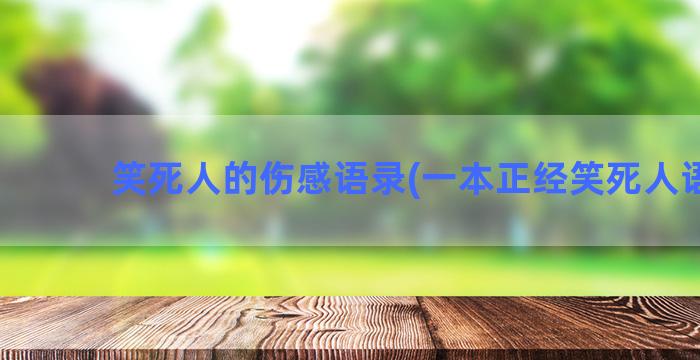 笑死人的伤感语录(一本正经笑死人语录)